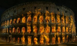 A római Colosseum lángokban