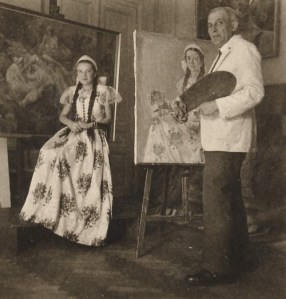 Gebauer Ernő és modellje a műteremben (forrás: pannonklaszter.hu)