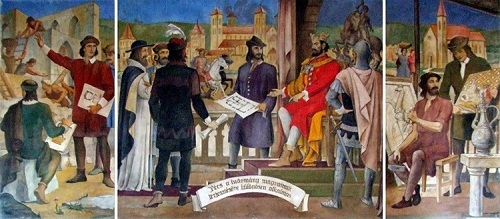 Gebauer Ernő freskója a pécsi Nagy Lajos Gimnáziumban (pannonklaszter.hu)