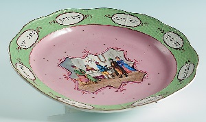 30. Herendi szédertál (közepén a széder estét ünneplő család)