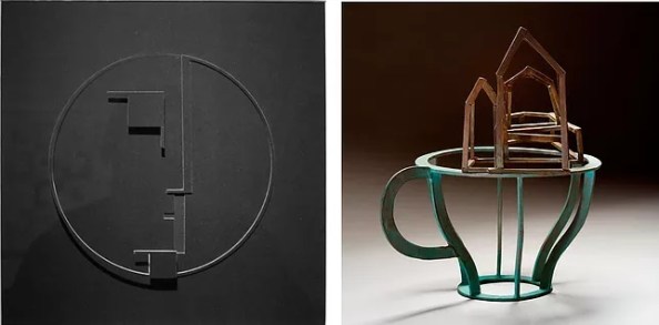 Jederán György: Hommage à Oskar Schlemmer. Bauhaus logó, 2019; Gaál Tamás: Tárgyjáték VI., 2017